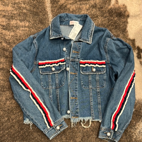 Brand new denim jacket with pearl accents - Picture 1 of 3